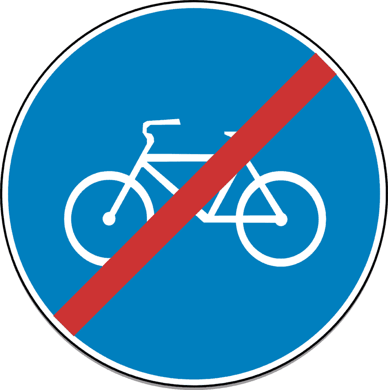 Završetak biciklističke trake ili staze