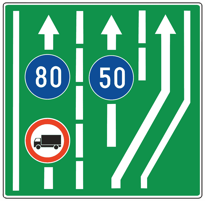 Početak prometne trake za spora vozila