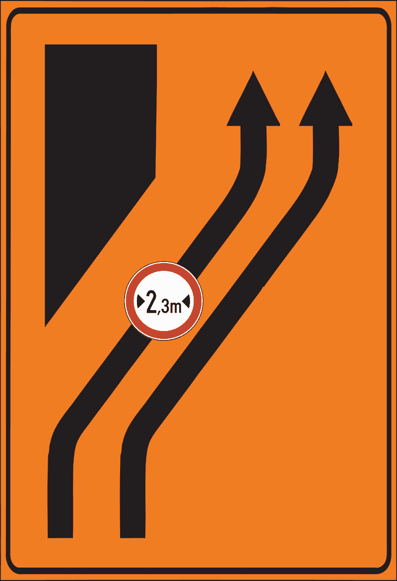 Predznak za preusmjeravanje prometa na cesti prilikom privremenih regulacija prometa