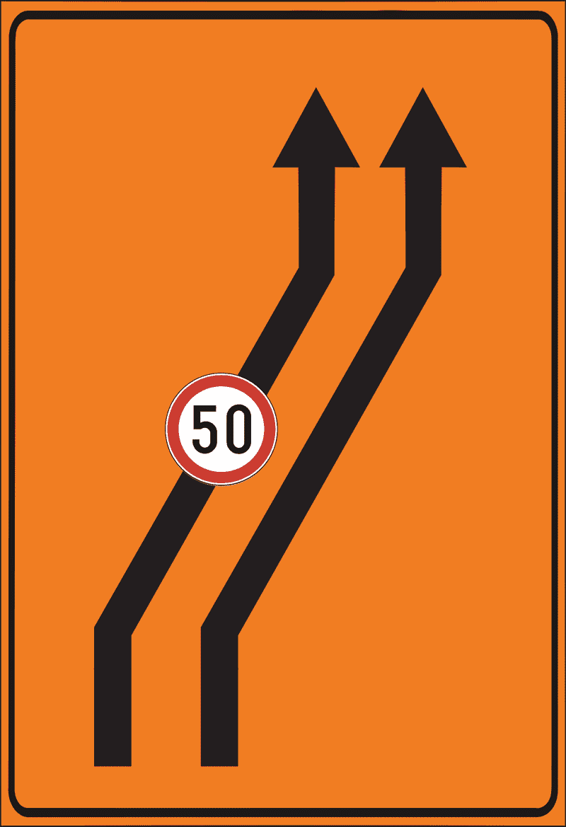 Predznak za preusmjeravanje prometa na cesti prilikom privremenih regulacija prometa