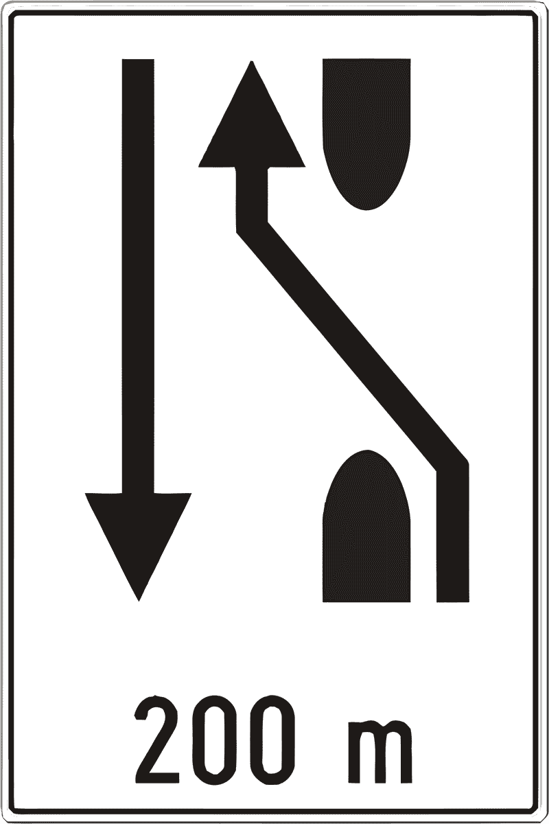 Predznak za preusmjeravanje prometa na cesti s odvojenim kolničkim trakama