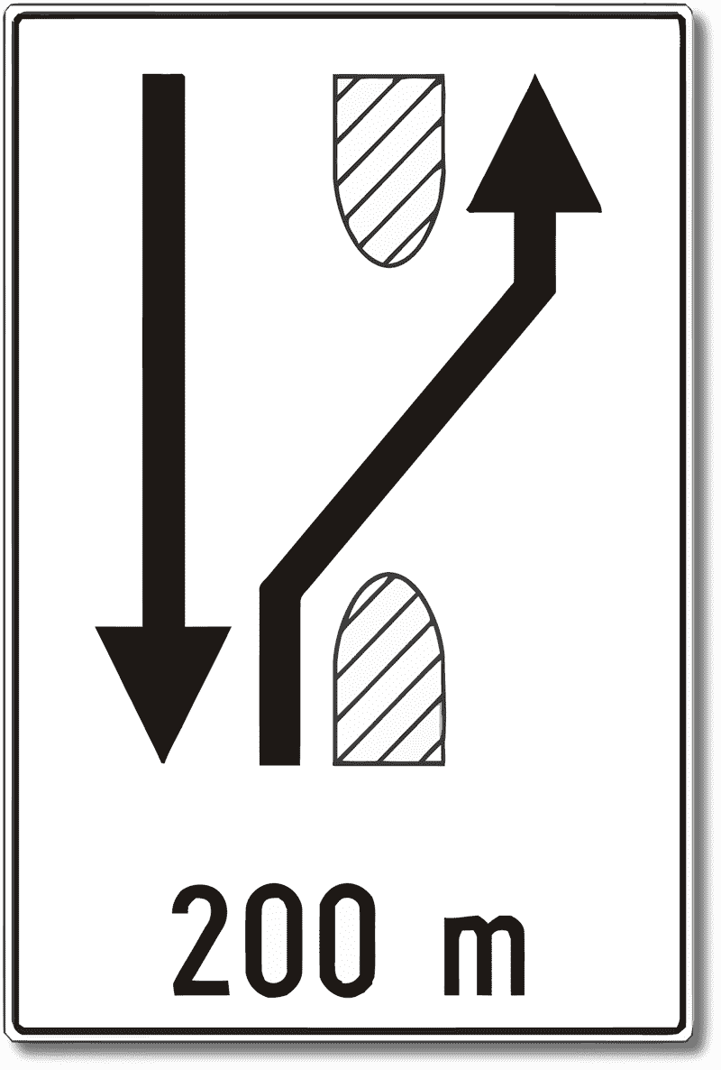 Predznak za preusmjeravanje prometa na cesti s odvojenim kolničkim trakama