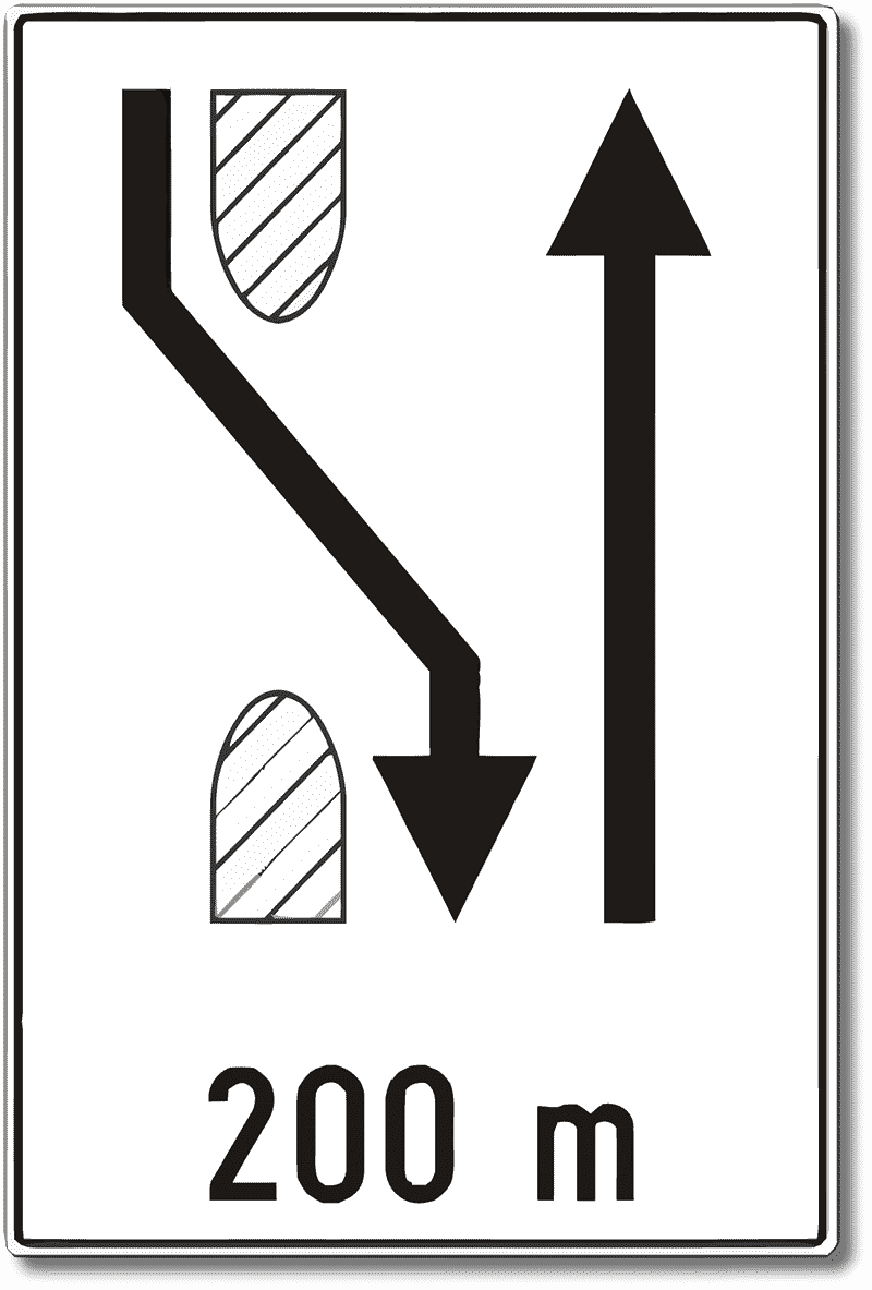 Predznak za preusmjeravanje prometa na cesti s odvojenim kolničkim trakama