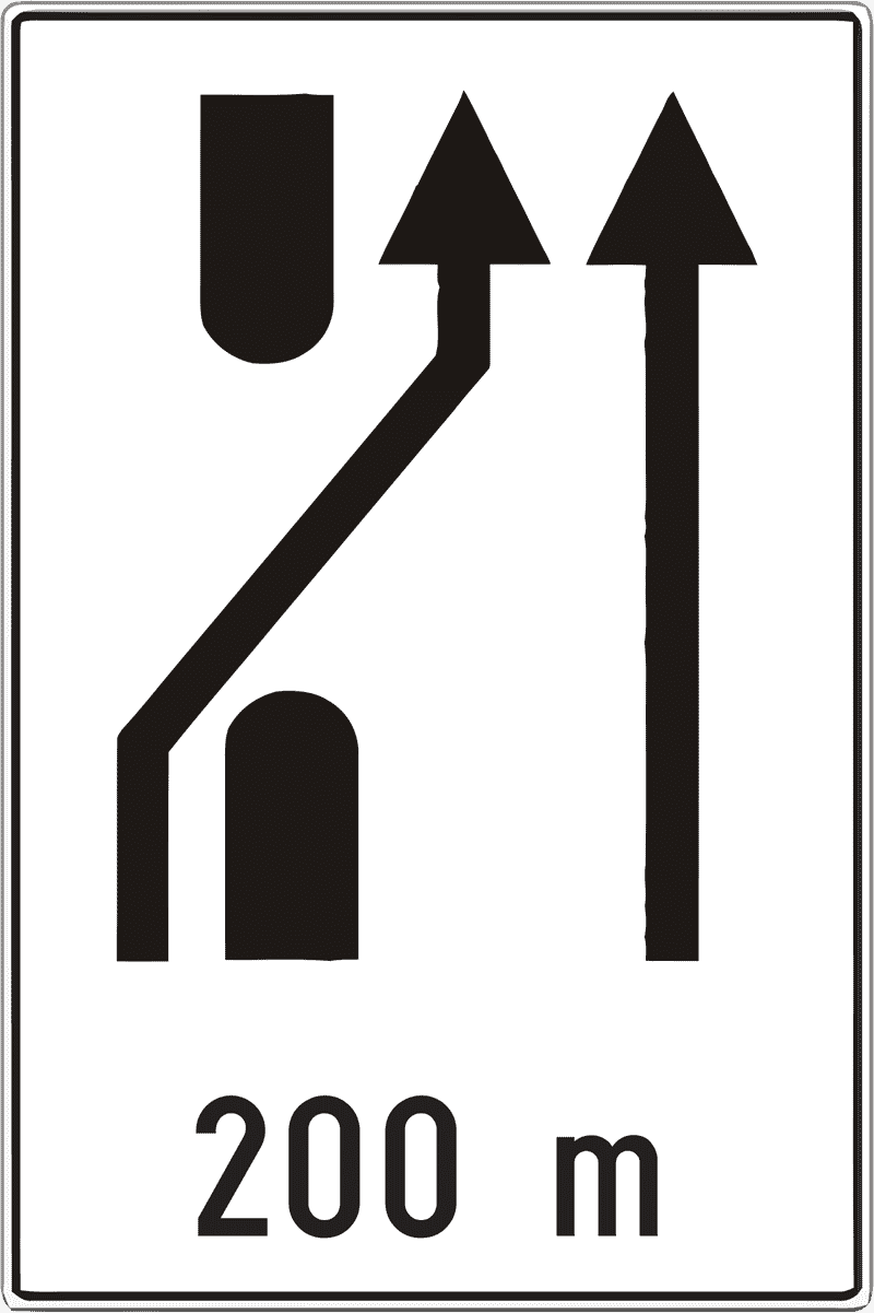 Predznak za preusmjeravanje prometa na cesti s odvojenim kolničkim trakama