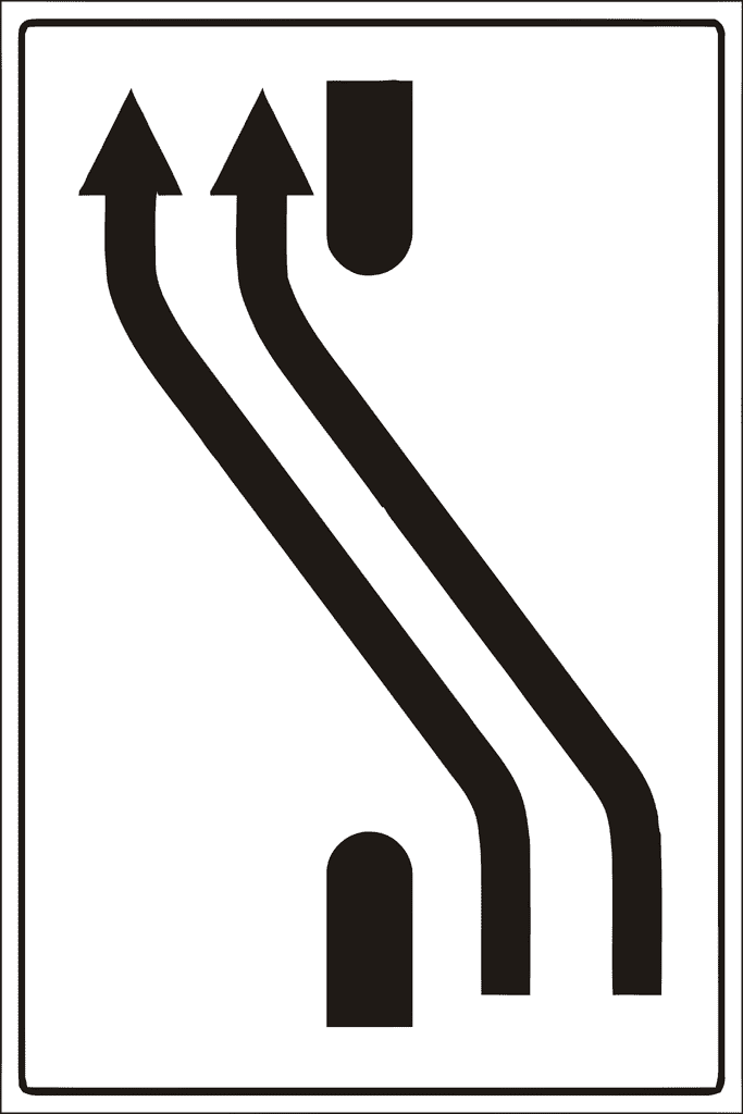 Predznak za preusmjeravanje prometa na cesti s odvojenim kolničkim trakama