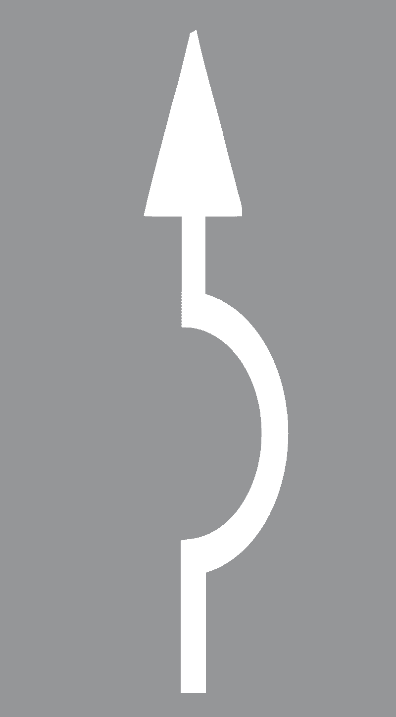 Strelice za označavanje jednog smjera vožnje-Ravno na raskrižjima s kružnim tokom prometa s više prometnih traka