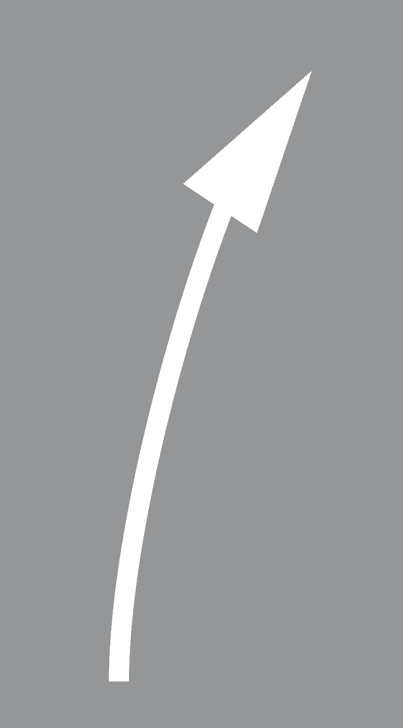 Strelice za označavanje namjene prometnih traka u zoni razdvajanja na autocestama i brzim cestama-Na prometnoj traci desno