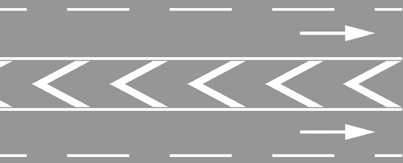Polja za usmjeravanje prometa-Između dva prometna traka sa istim smjerovima