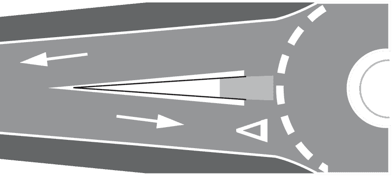 Polja za usmjeravanje prometa-Ispred otoka