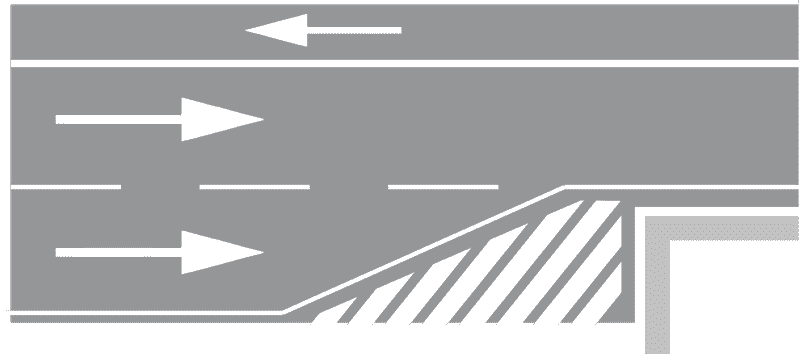 Crte usmjeravanja-Za označavanje promjene korisne površine kolnika
